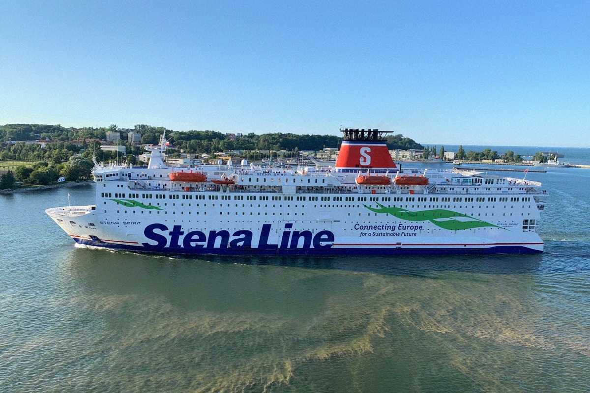 The Stena Spirit leaving Gdynia, one of three ferries on the route to Karlskrona.