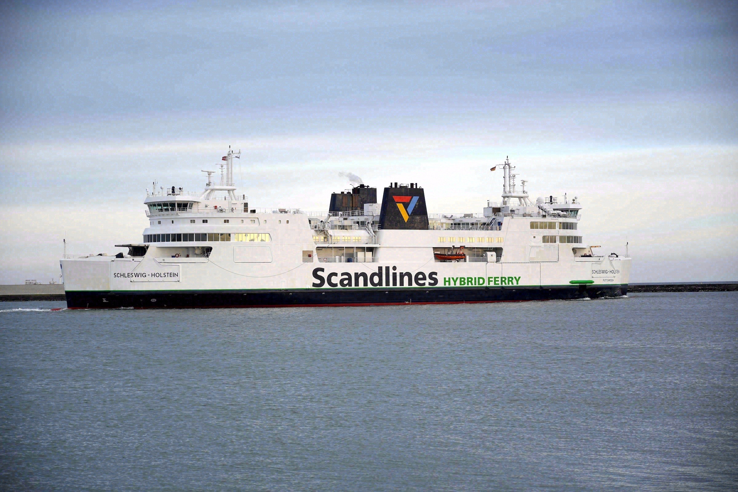 The Scandlines hybrid ferry Schleswig-Holstein on the Puttgarden – Rødby route across the Fehmarn Belt.